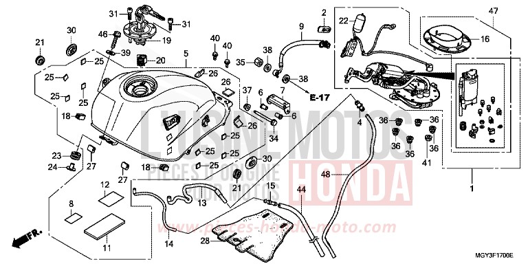 RESERVOIR A CARBURANT/POMPE A CARBURANT von VFR800X „Crossrunner“ MAT BULLET SILVER (NH389) von 2012